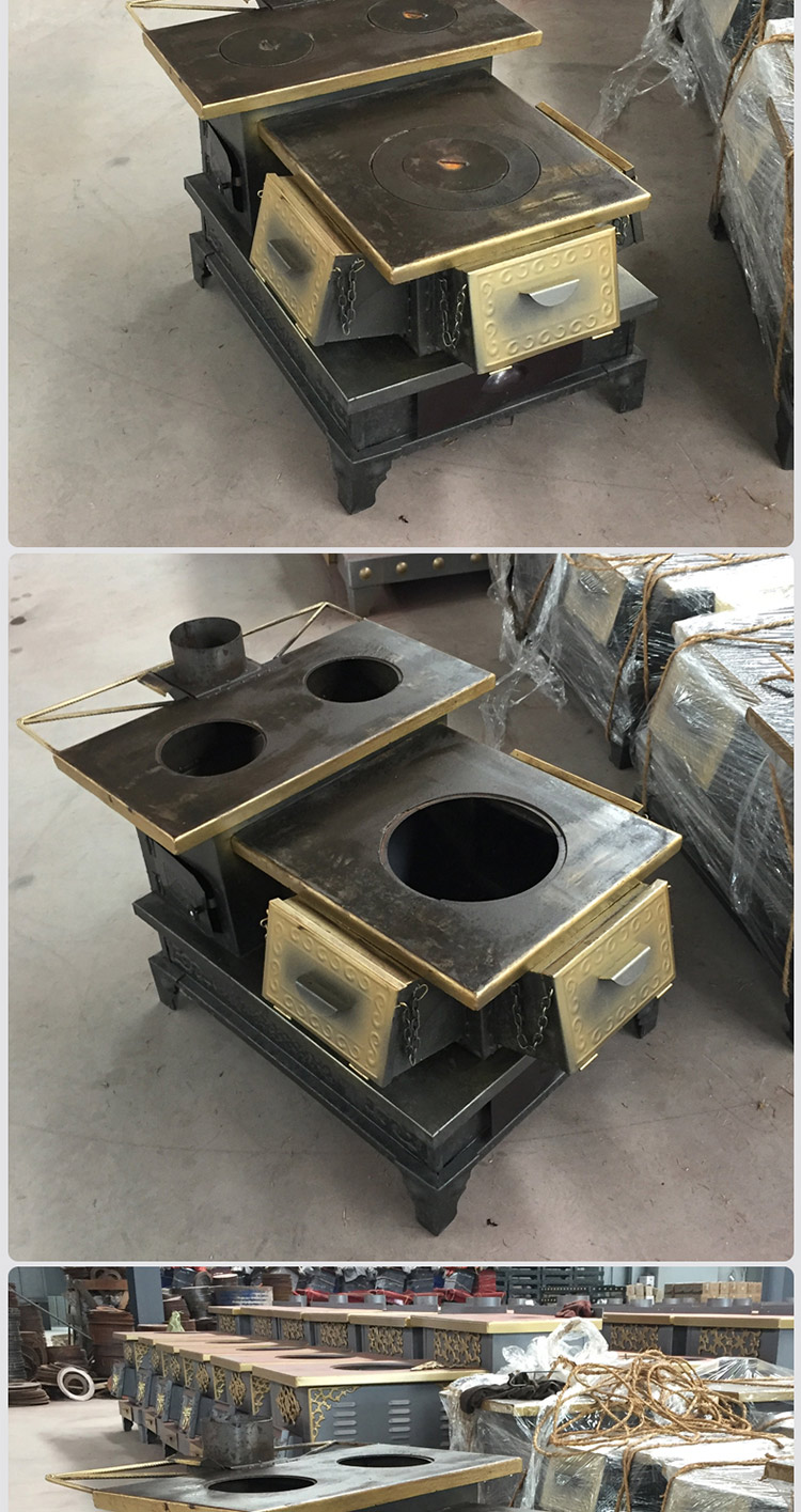 雙層臺(tái)面三加料口小號(hào)藏爐—多功能家用取暖藏爐【爐具】- 焱森爐業(yè)