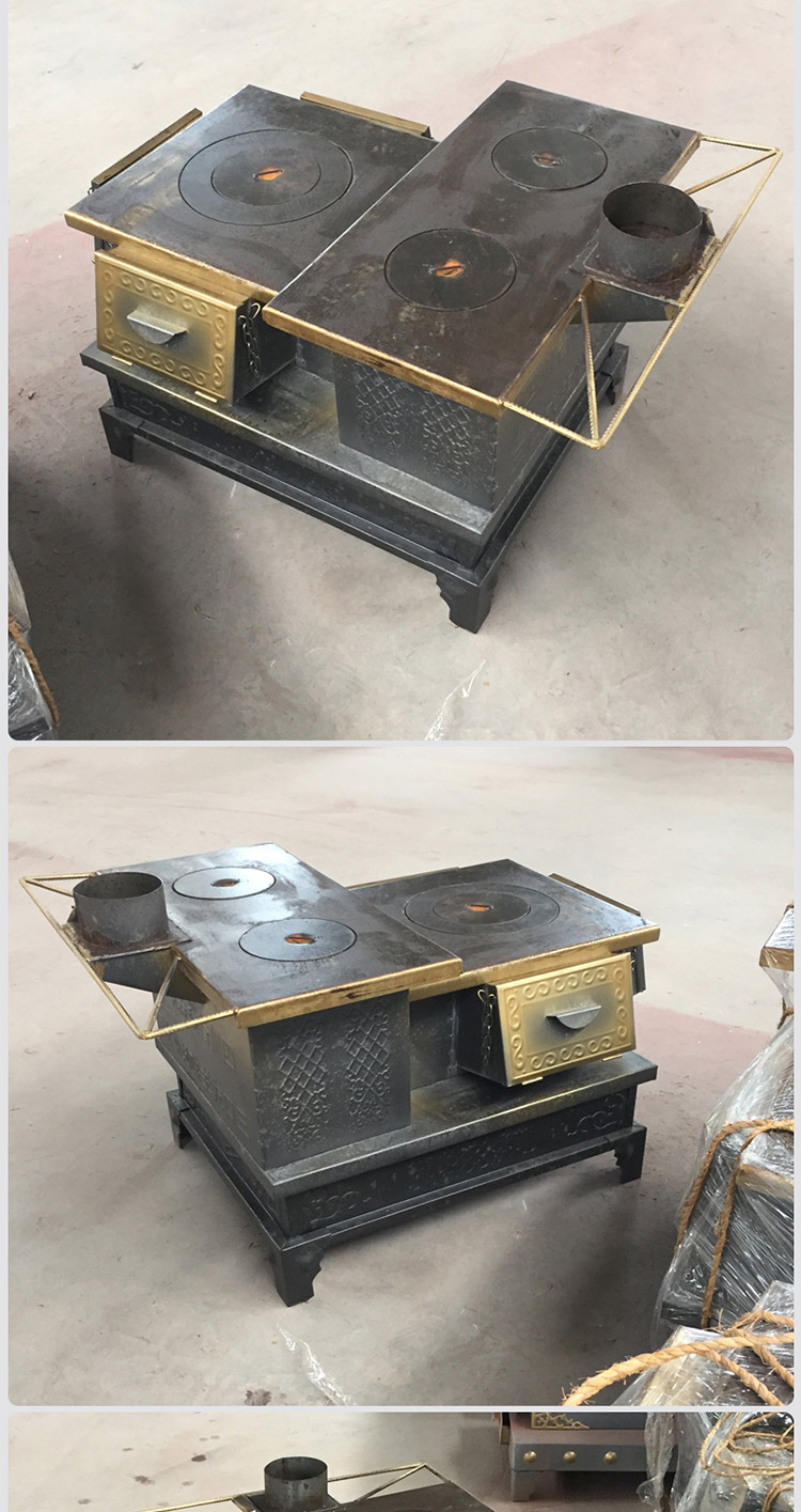 雙層臺(tái)面三加料口小號(hào)藏爐—多功能家用取暖藏爐【爐具】- 焱森爐業(yè)