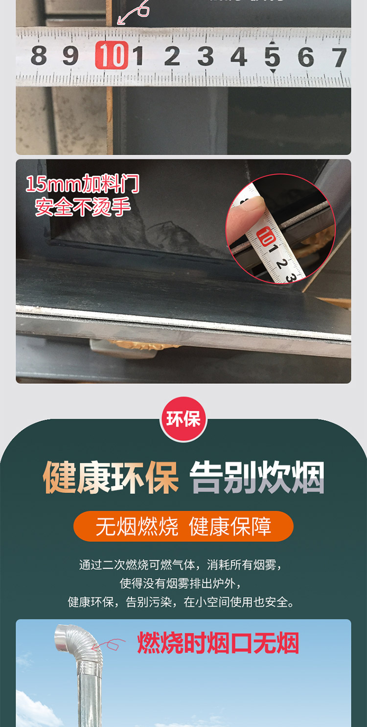 0.8米三鍋位三加料口帶烤箱藏爐 — 多功能家用取暖藏爐【爐具】焱森爐業